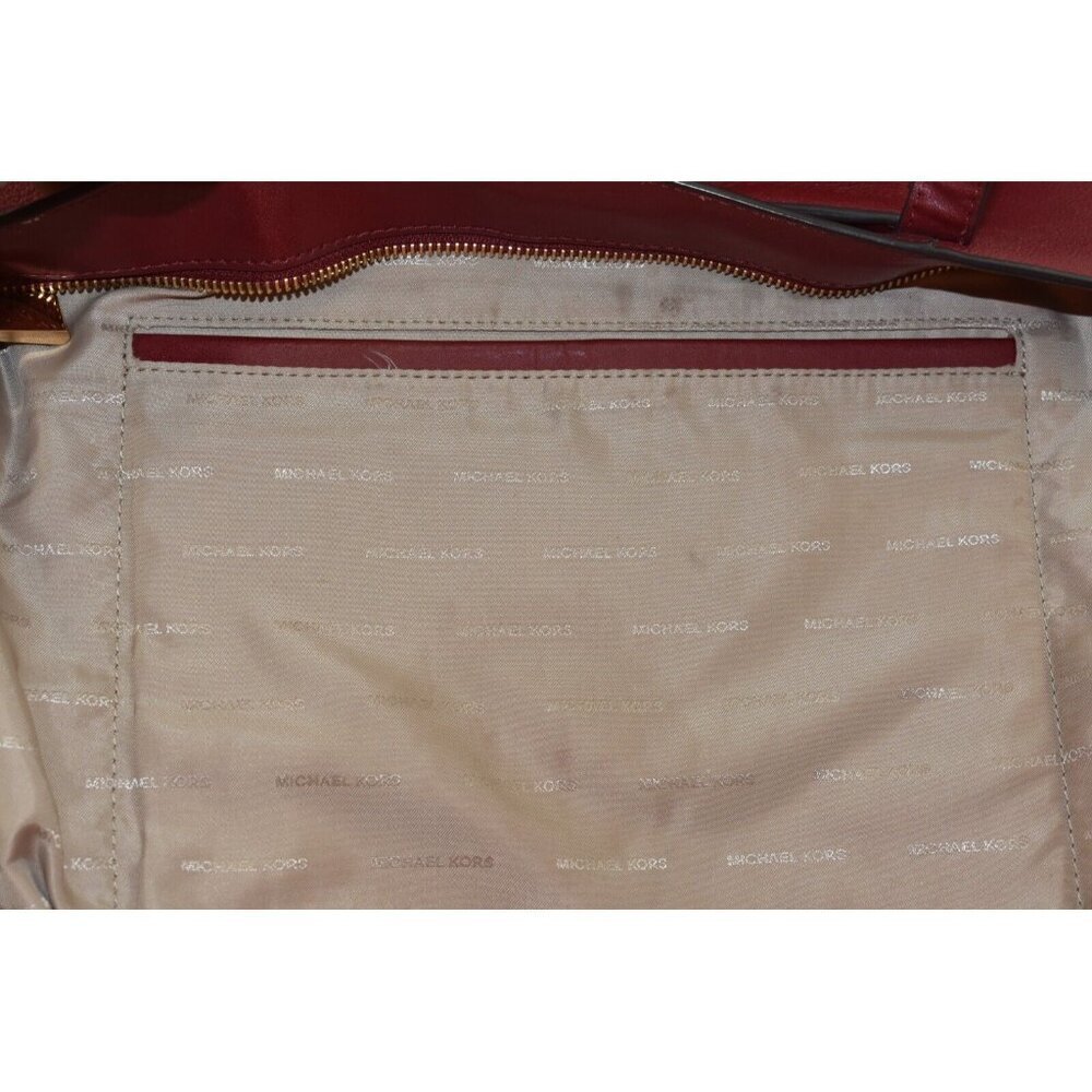 Michael Kors Womens Whitney Red Purse Leather Tote Shoulder Bag - Picture 11 of 16